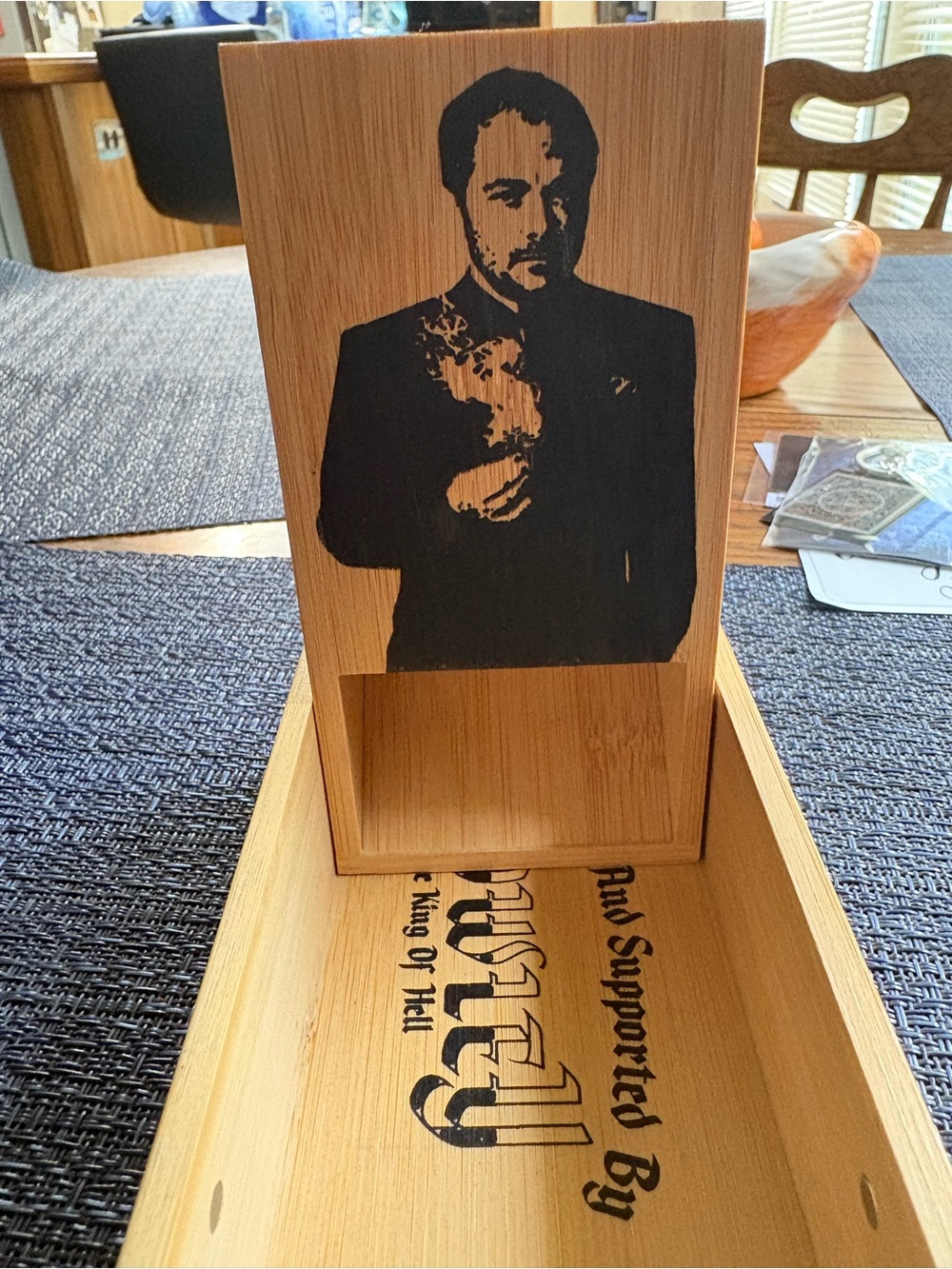 Wooden Display Box with Black Silhouette Art